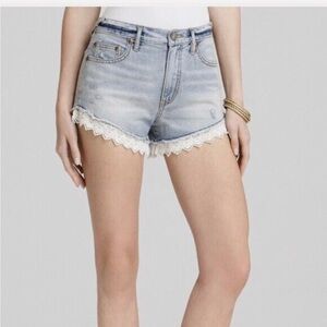 Light wash high waisted denim shorts